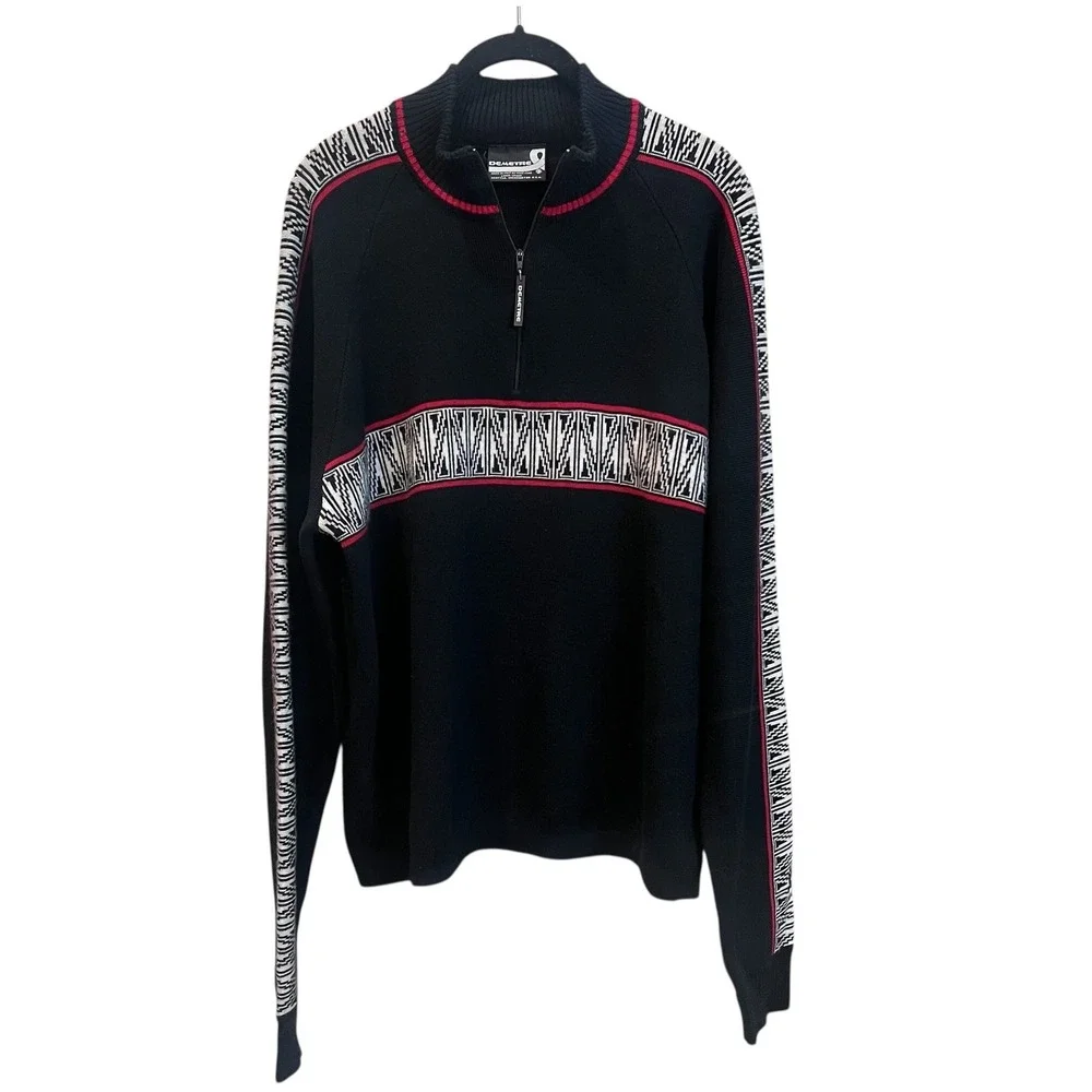 Vintage‎ 80's Demetre 1/4 Zip Retro Ski Sweater Wool Blend Base Layer Large